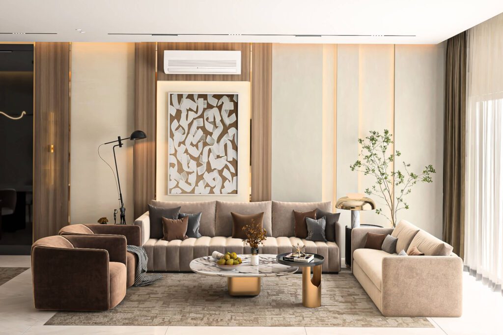 تصميم ريسبشن فاخر مودرن بألوان بيج و بني من تنفيذ segment