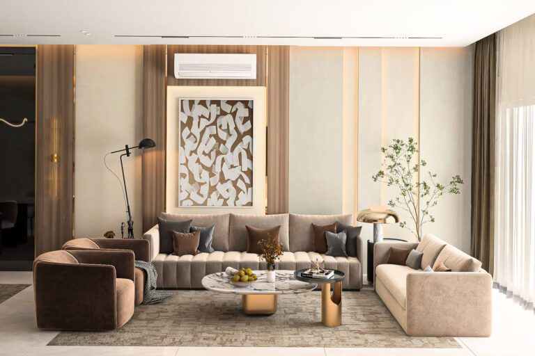 تصميم ريسبشن فاخر مودرن بألوان بيج و بني من تنفيذ segment