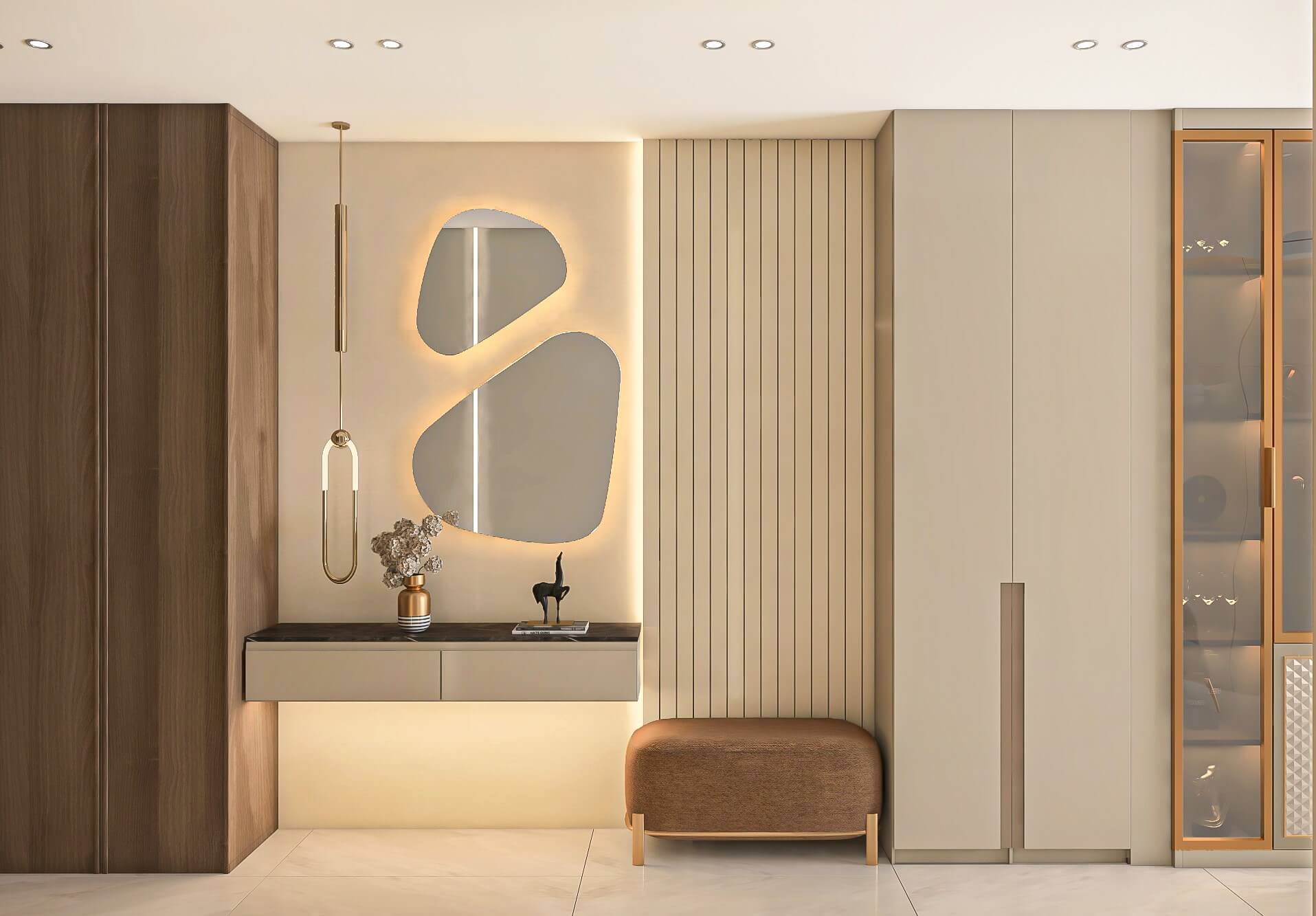 ديكور ريسبشن مودرن فاخر فى القاهرة و اضاءه مخفيه