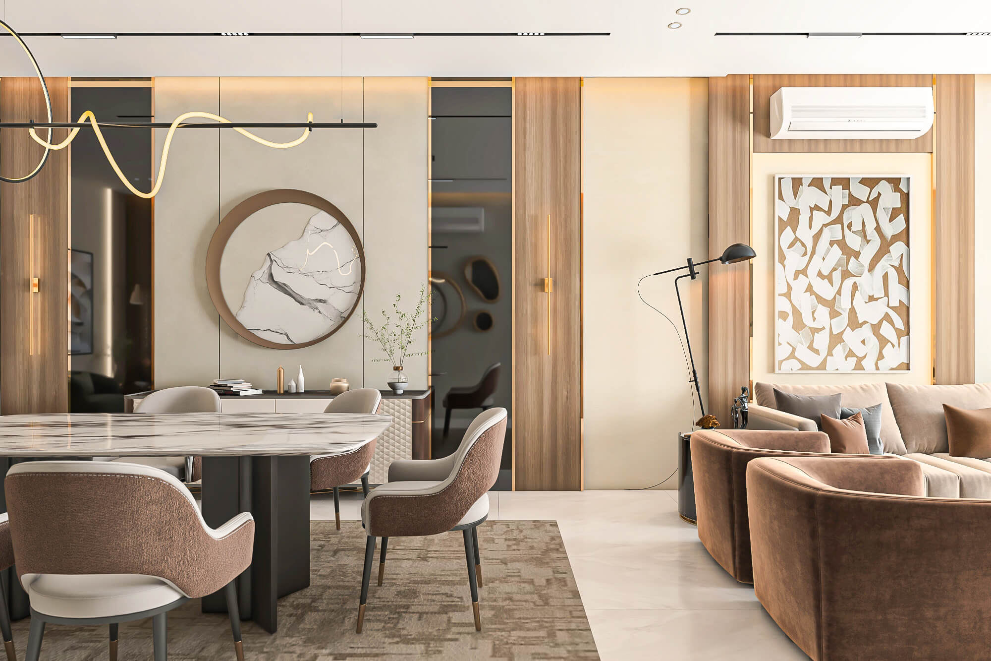 تفاصيل تصميم داخلي ريسبشن فاخر - تشطيب من segment