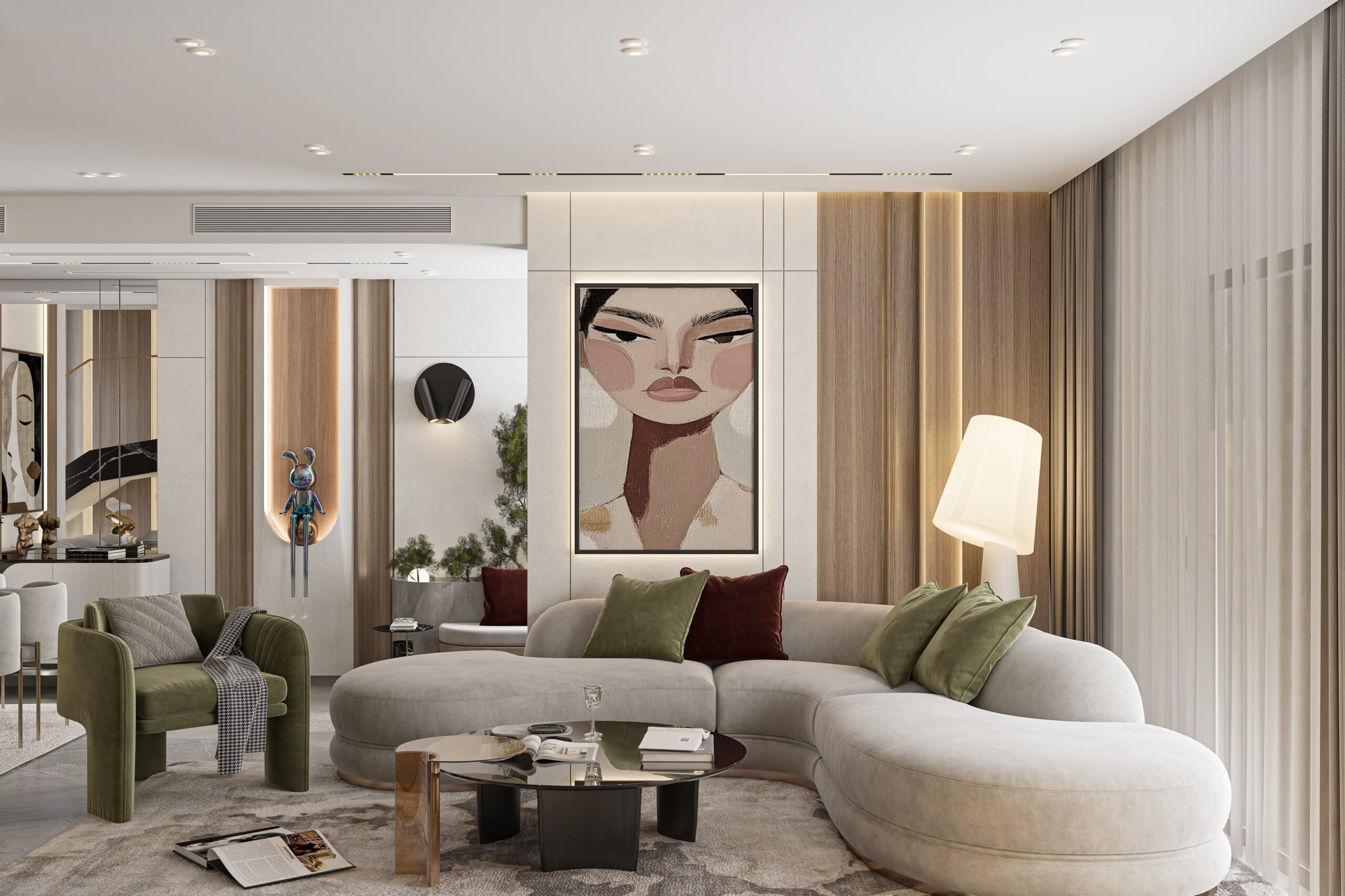 تصميم ريسبشن فيلا فاخر في تاونى هايد بارك بتشطيب داخلي راقي