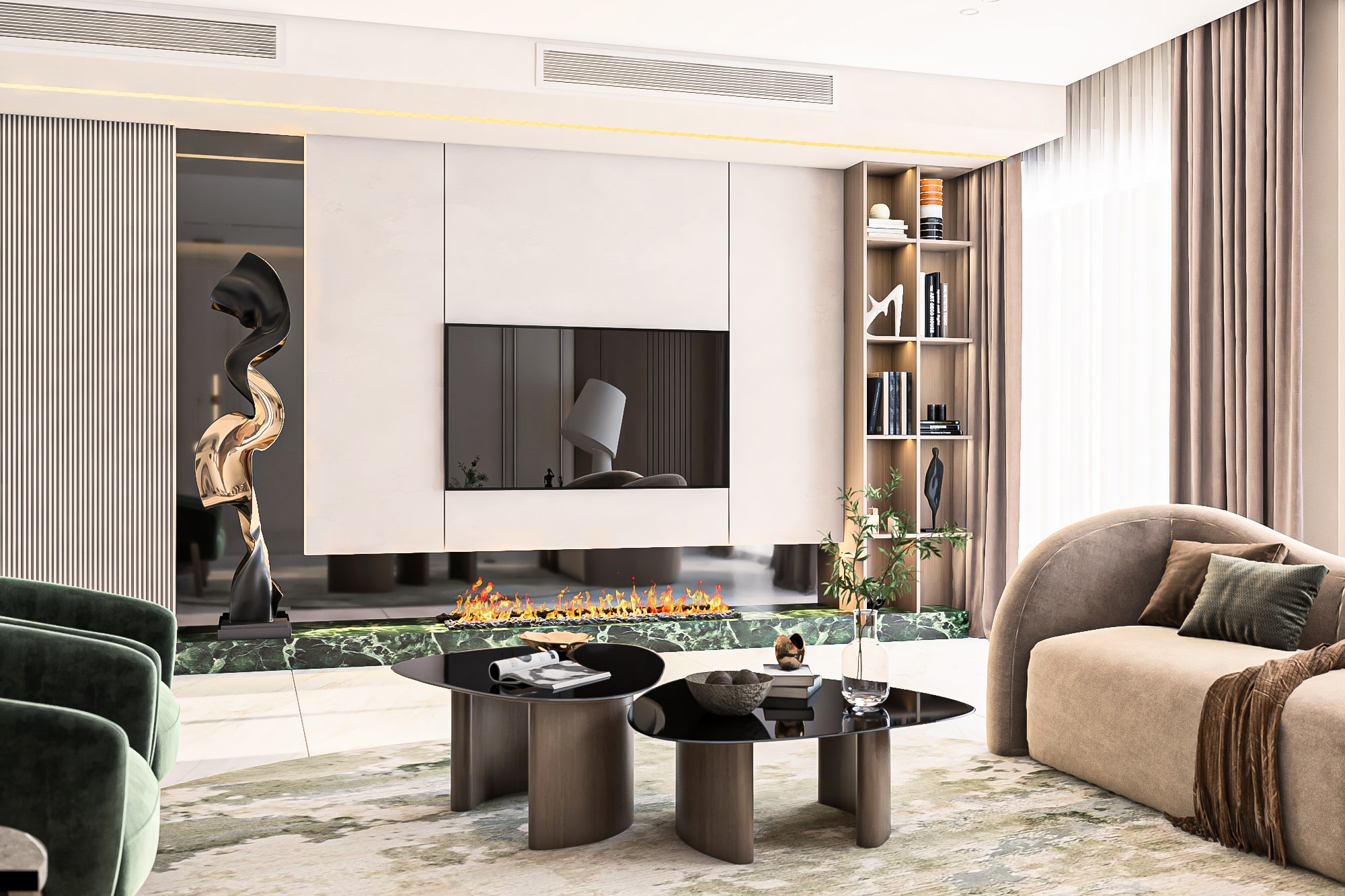 ديكور استقبال مودرن أنيق في مدينة العبور – كمبوند هاي سيتي.