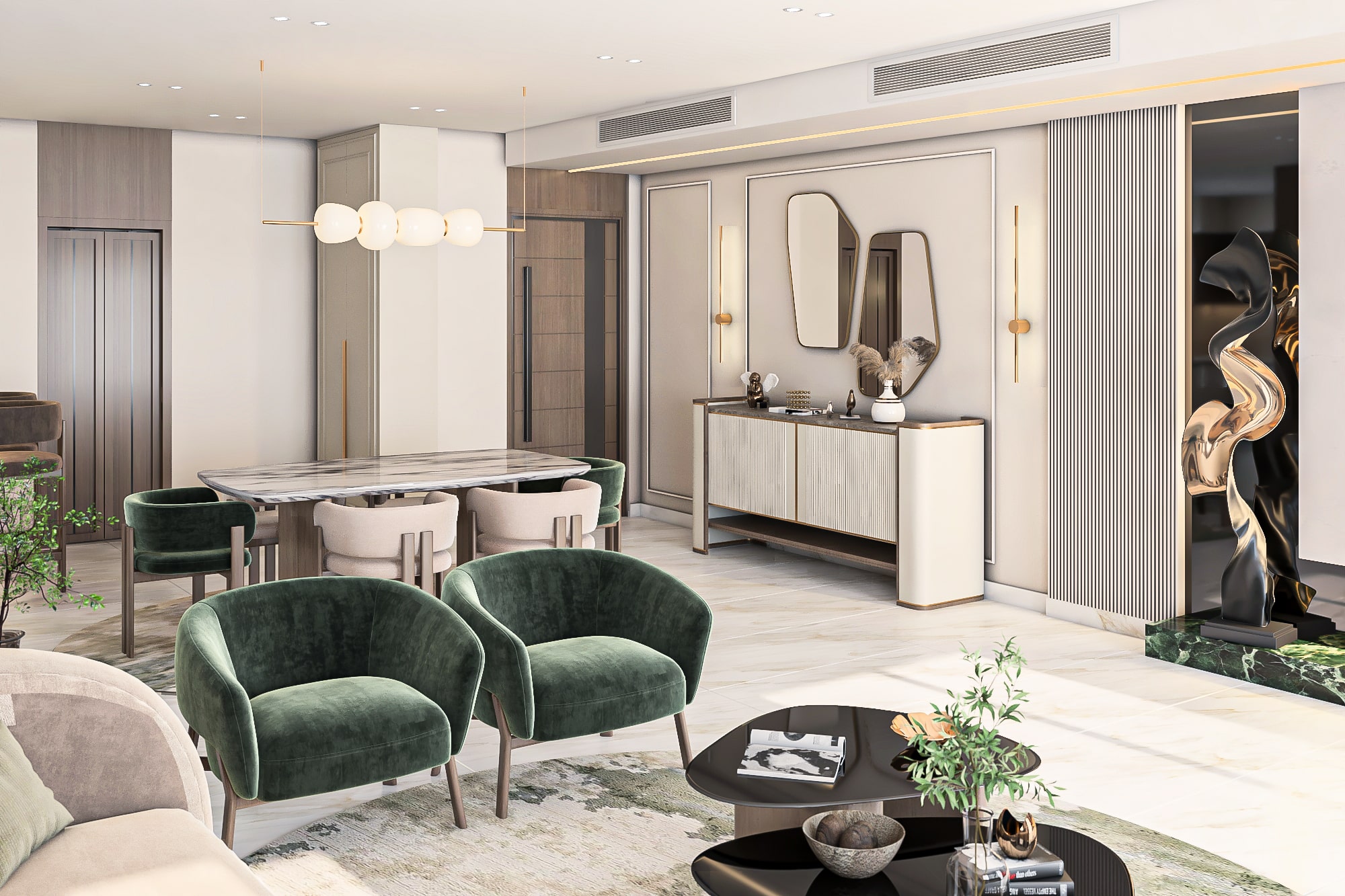 تصميم ريسبشن واسع في كمبوند هاي سيتي العبور.