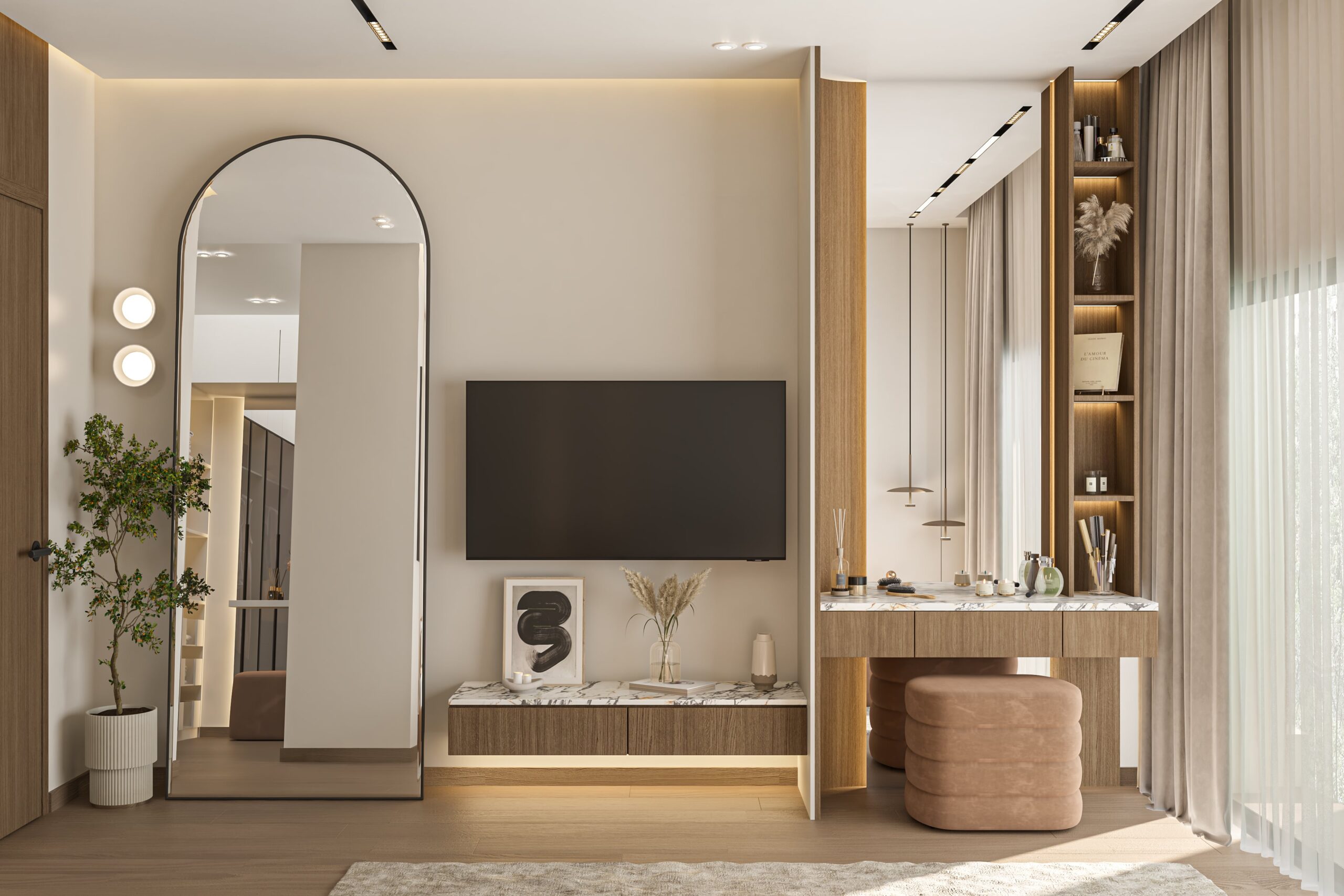 Master bedroom interior design with premium materials and modern décor