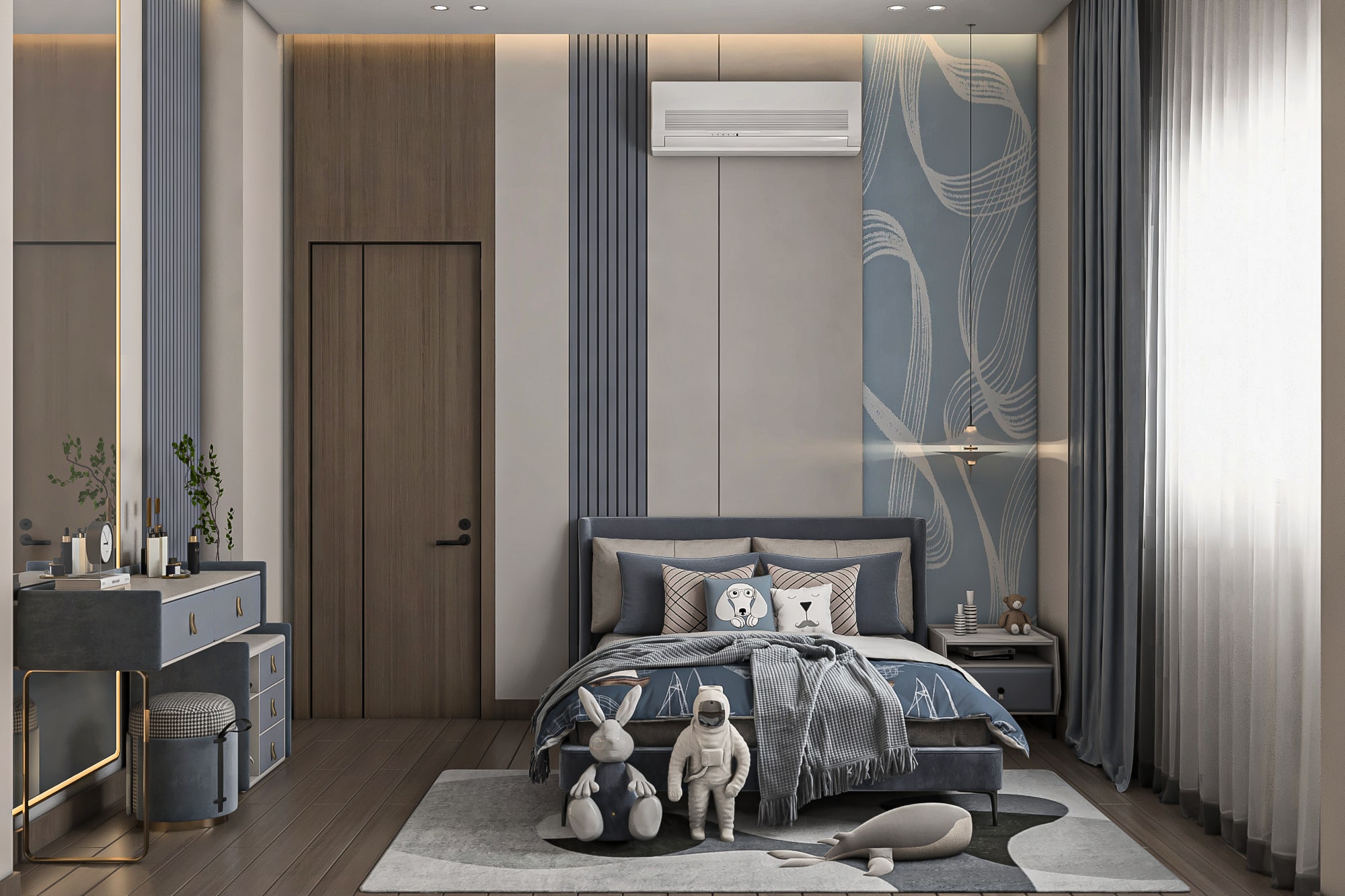 Modern kids bedroom with colorful design and luxury finishing in Lotus Compound.