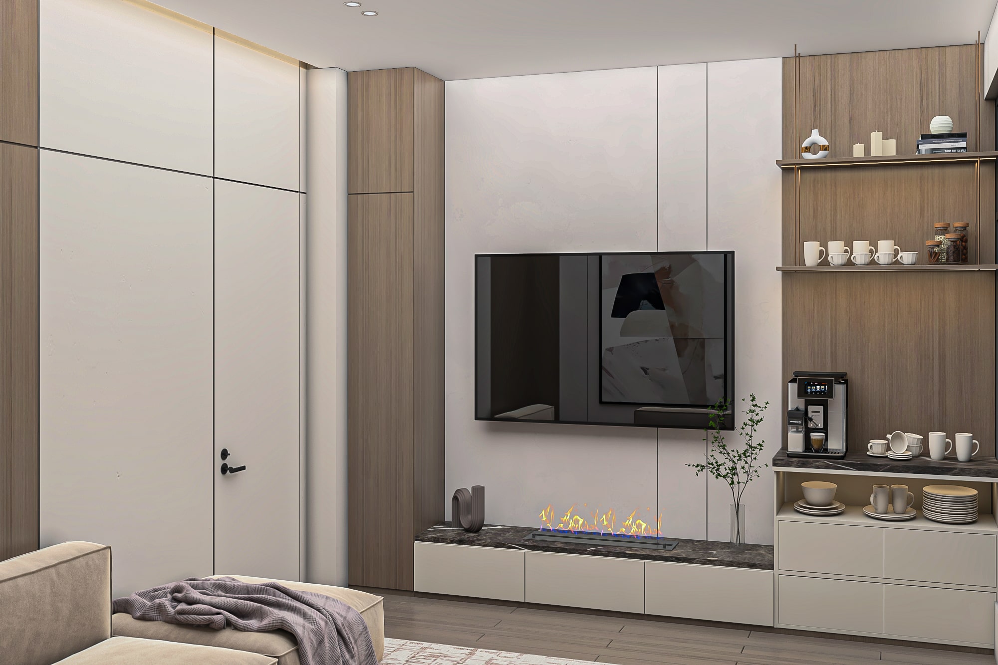 Modern living room with high-end finishing in Lotus Compound.