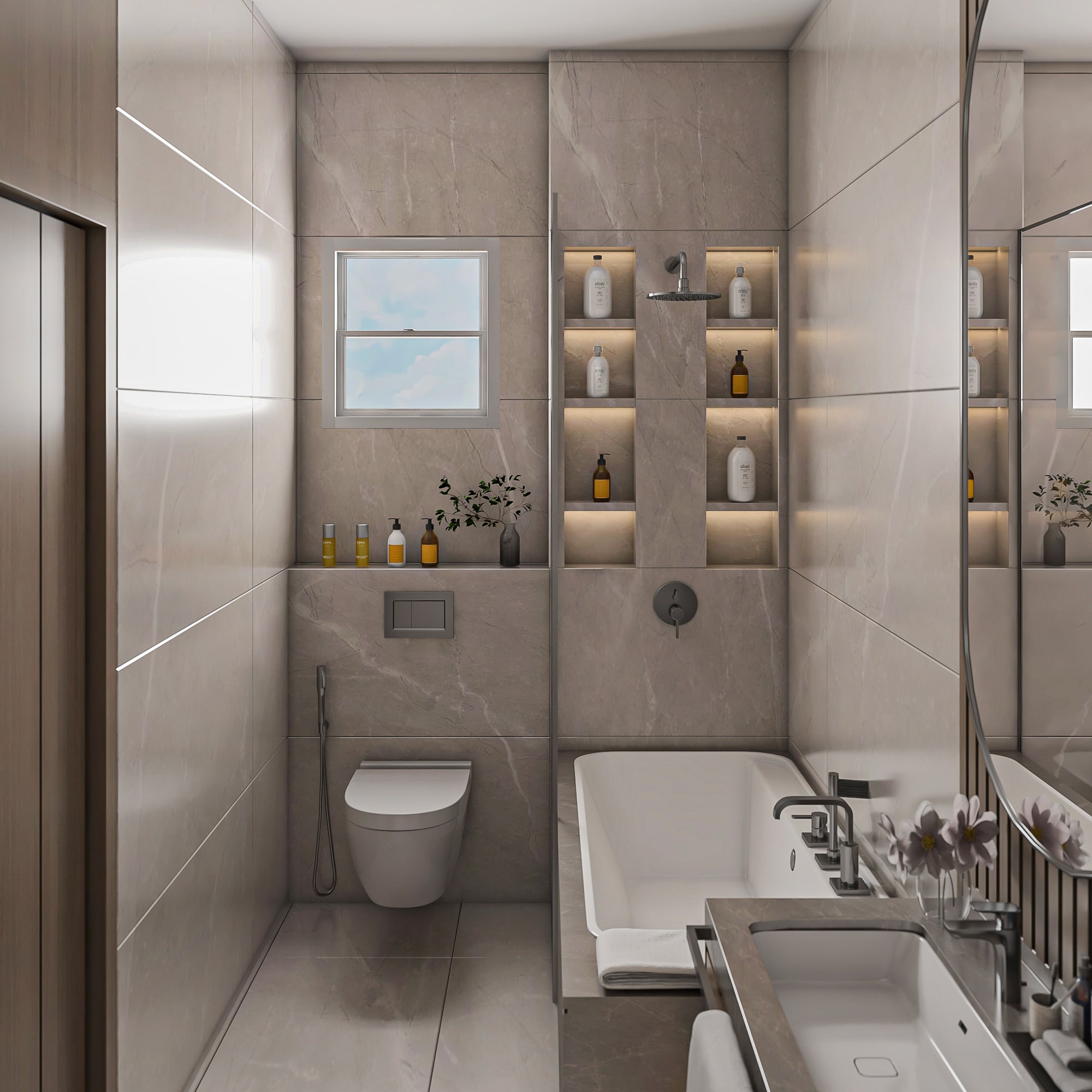 Modern master bathroom with high-end finishing in Lotus Compound.