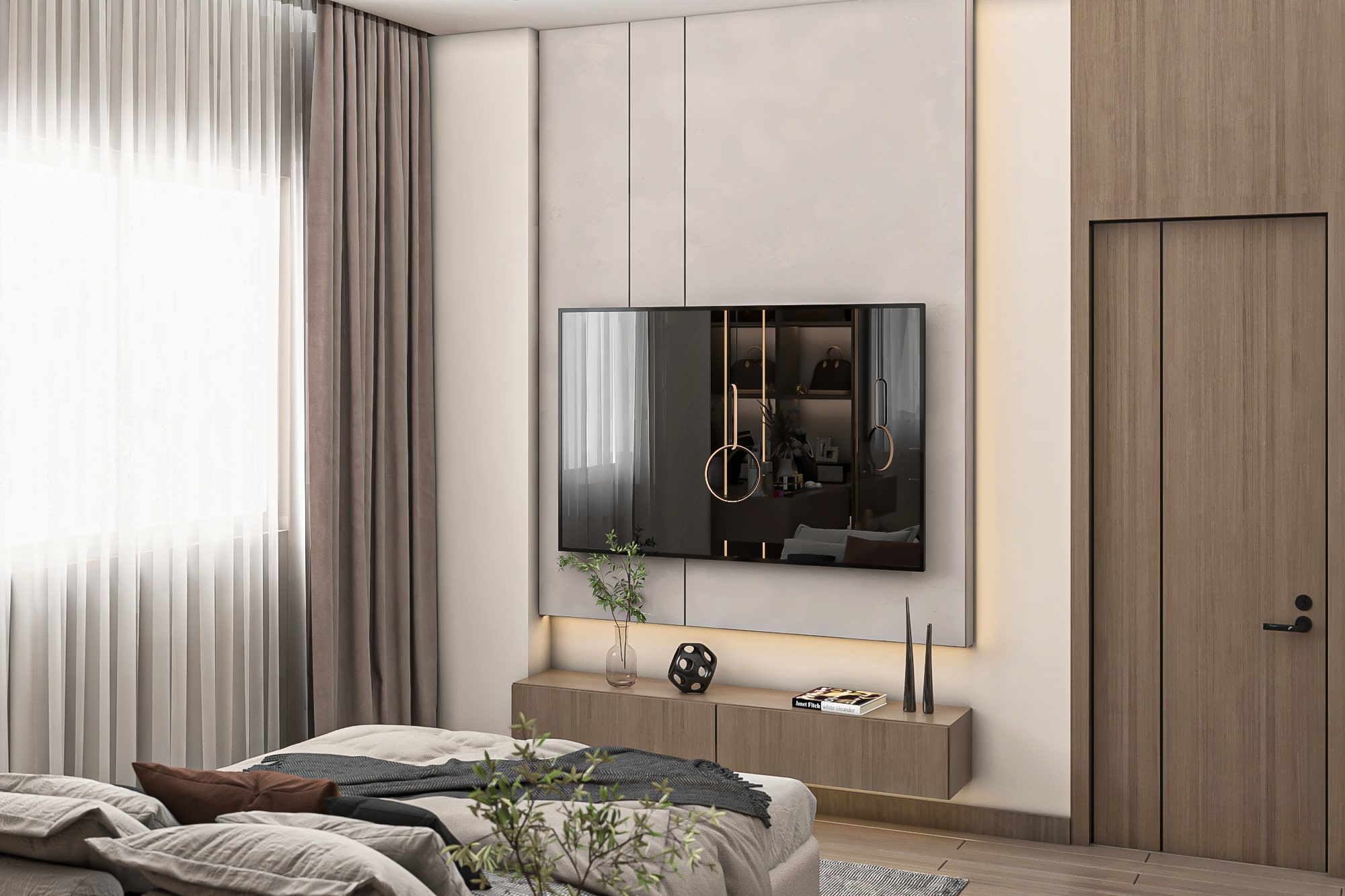 Modern master bedroom with premium finishing in Lotus Compound.