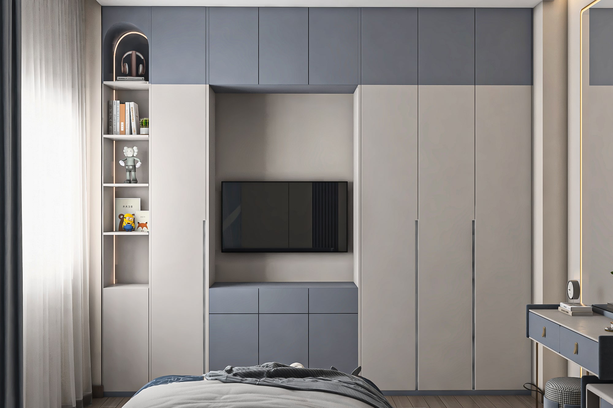 Luxury kids bedroom with coordinated colors in Lotus Compound.