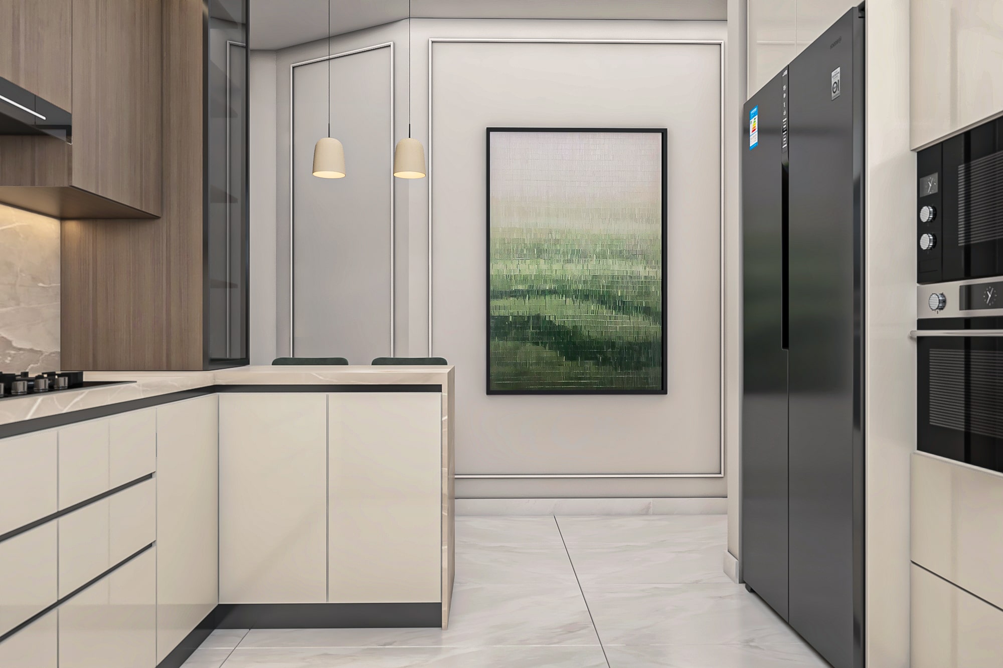 Luxury functional modern kitchen design in Lotus Compound.